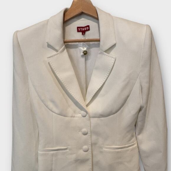 STAUD Carson Paneled Stretch-Crepe Blazer Size Medium - Picture 7 of 12